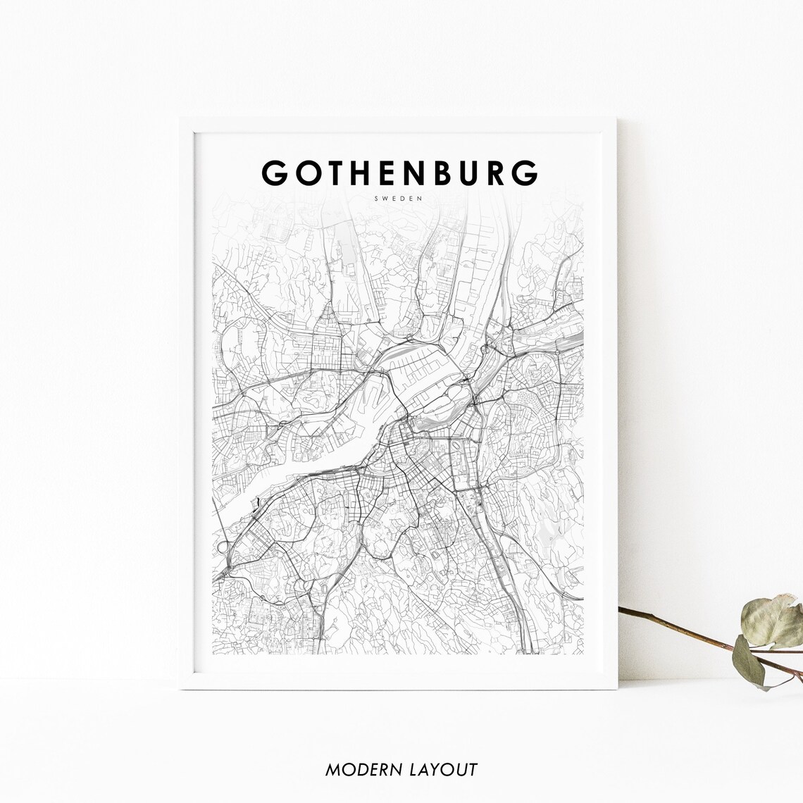 Gothenburg Sweden Map Print, Nursery Room Decor
