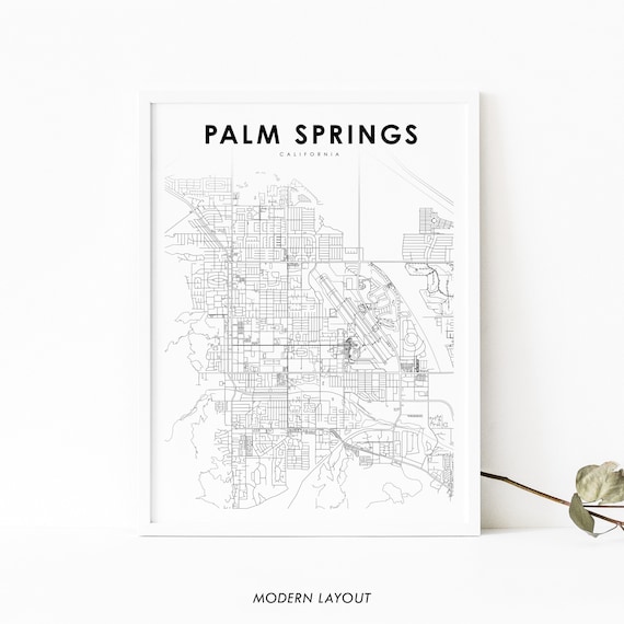Palm Springs Ca Map Print Usa Art Poster City Street Road Nursery Room Wall Office Decor