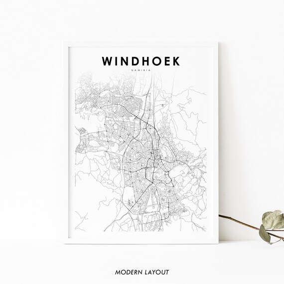 Windhoek Namibia Map Print Art Poster Windhuk Africa City Street Nursery Room Wall Office Decor