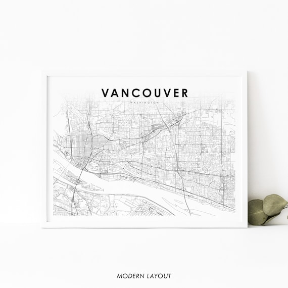 Vancouver Wa Map Print Washington Usa Art Poster City Street Road Nursery Room Wall Office Decor