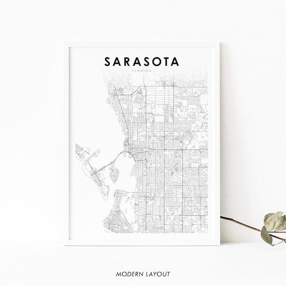 Sarasota FL Map Print, Florida City Poster