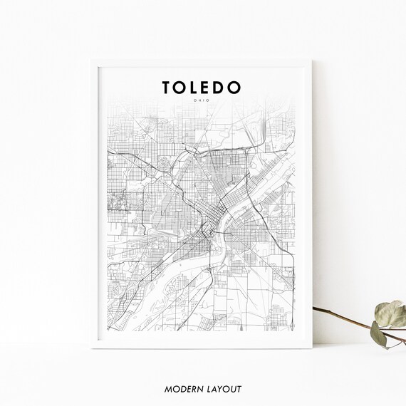 Toledo Oh Map Print Ohio Usa Art Poster Lucas County City Street Road Nursery Room Wall Office Decor