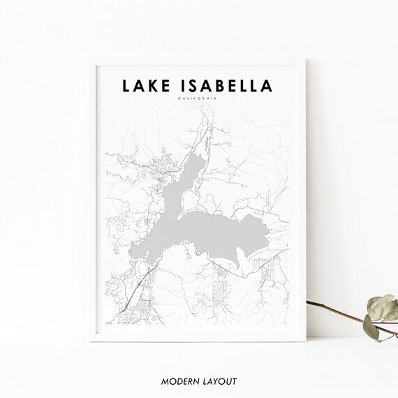 Lake Isabella California Minimalist Map Poster Modern Black and White