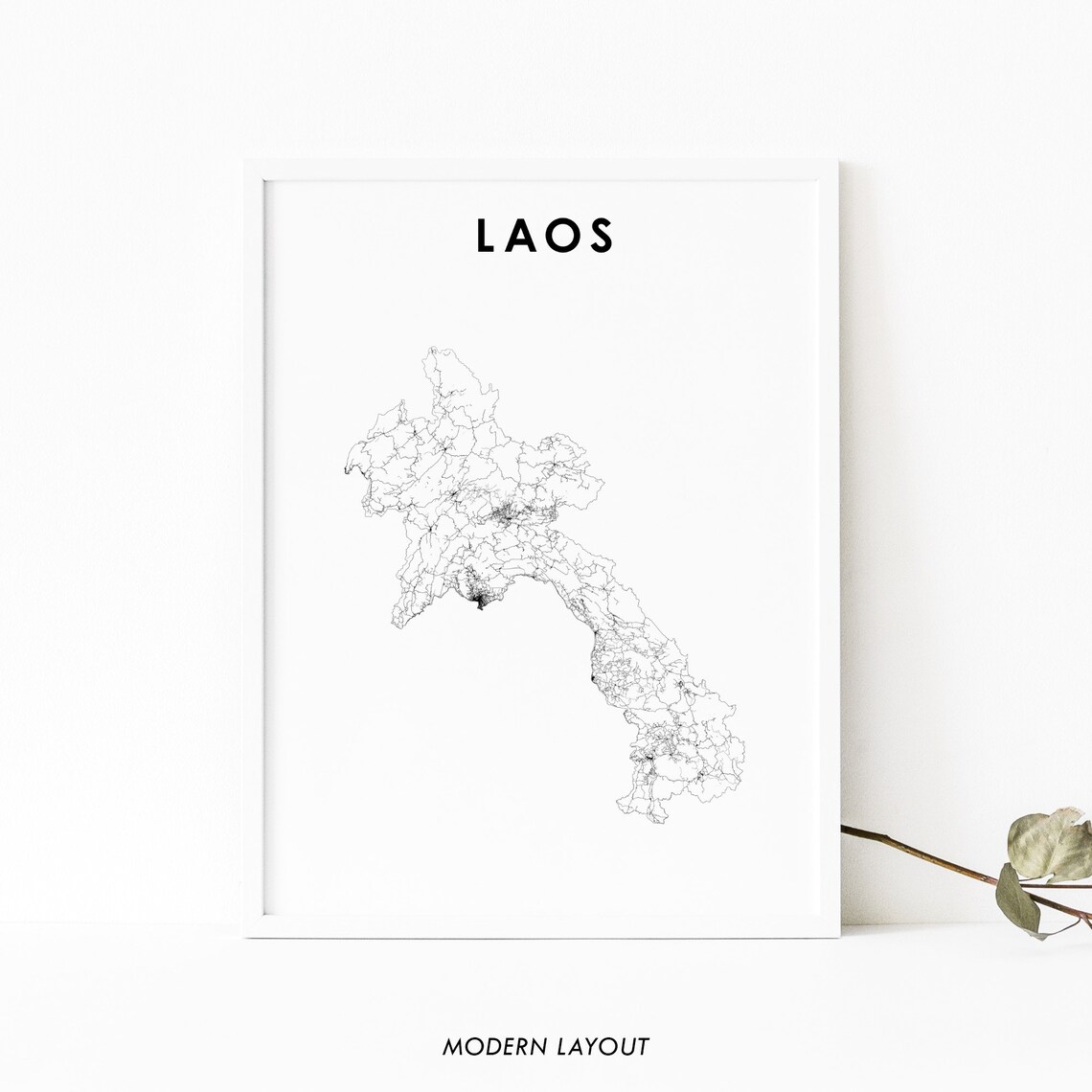 Laos Map Poster, Vientiane Nursery Room Decor