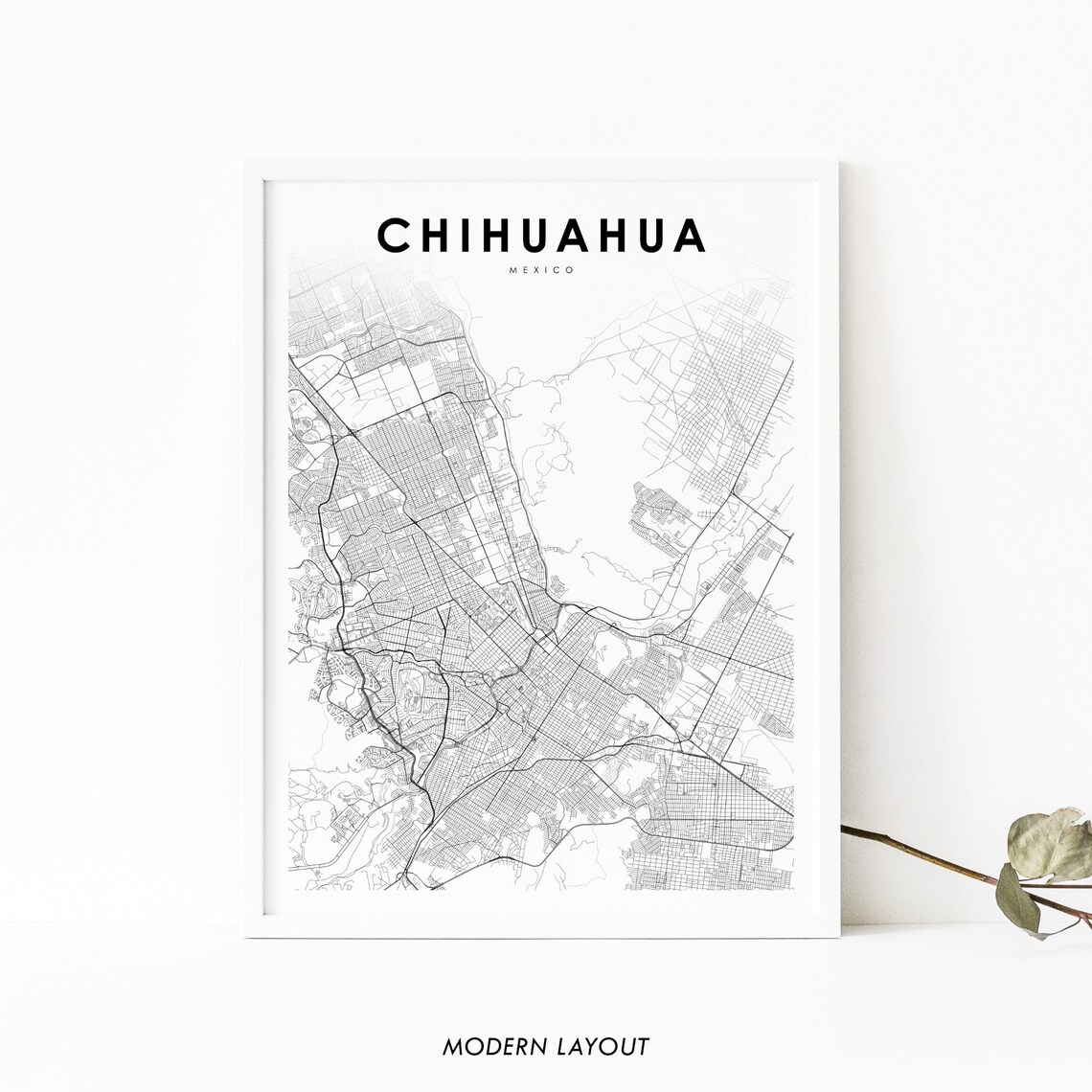 Chihuahua Mexico Map Print, City Street Road