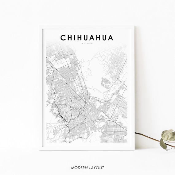 Chihuahua Mexico Map Print, City Street Road