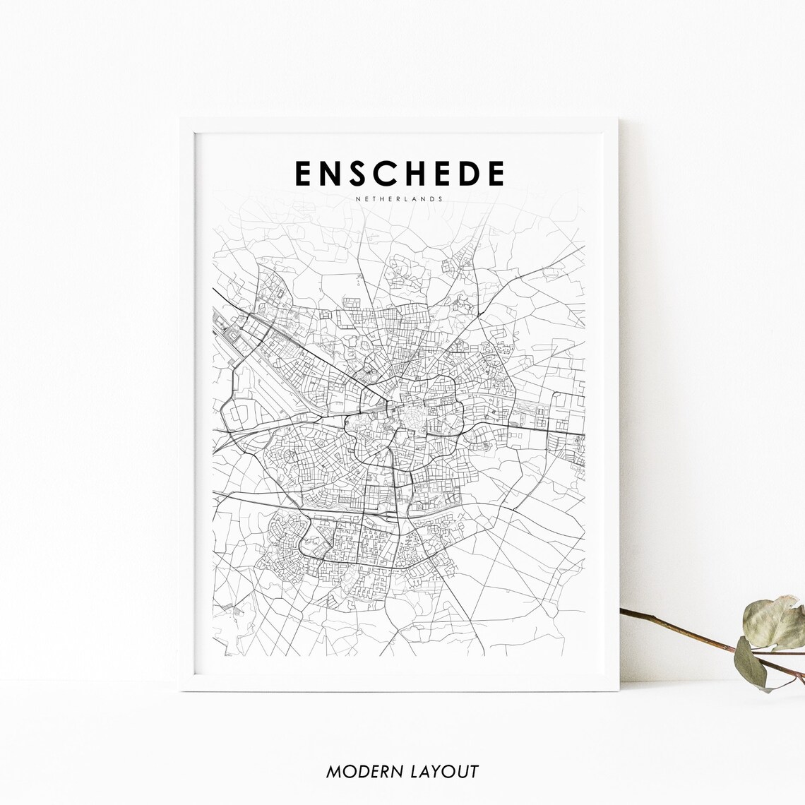 Enschede Netherlands Map Print, Nursery Room Decor