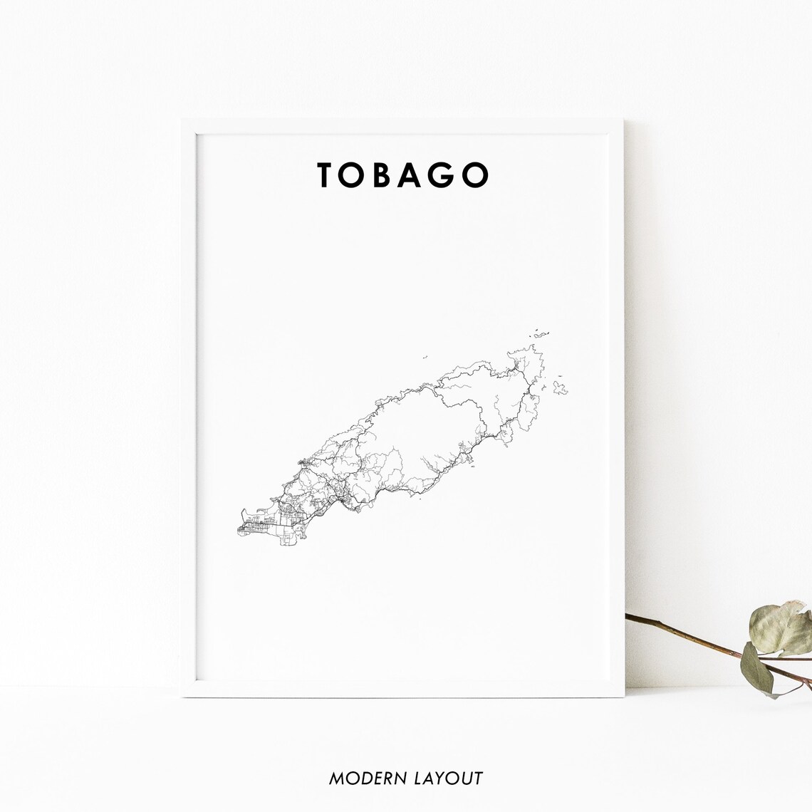Tobago Map Print, Trinidad and Road Poster