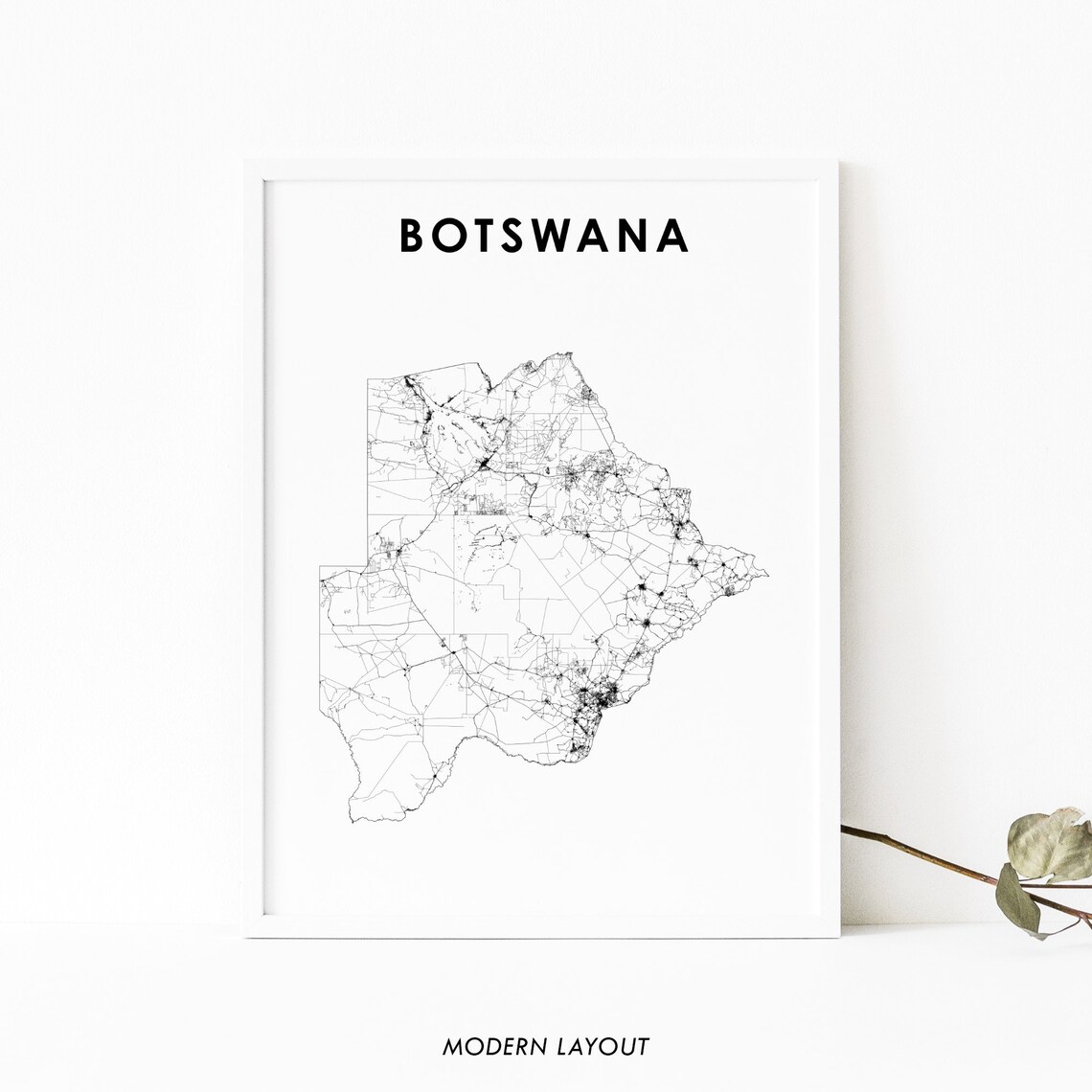 Botswana Map Poster, Nursery Room Wall Decor