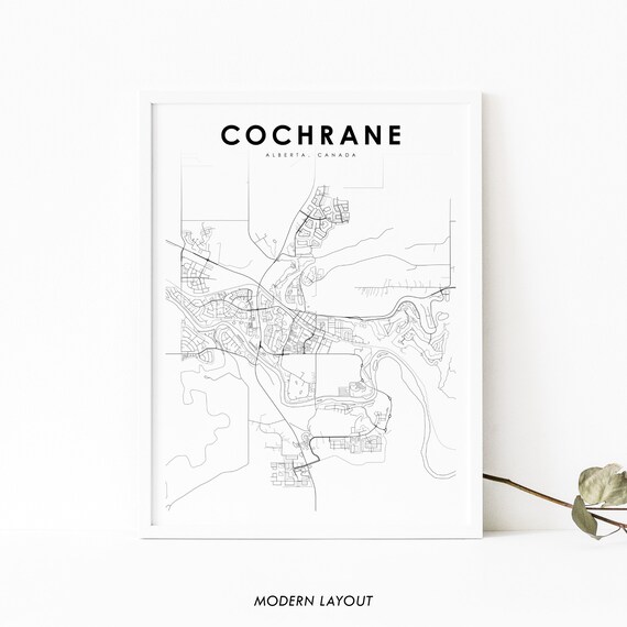 Cochrane Alberta Canada Town Street Map Minimalist Line Poster