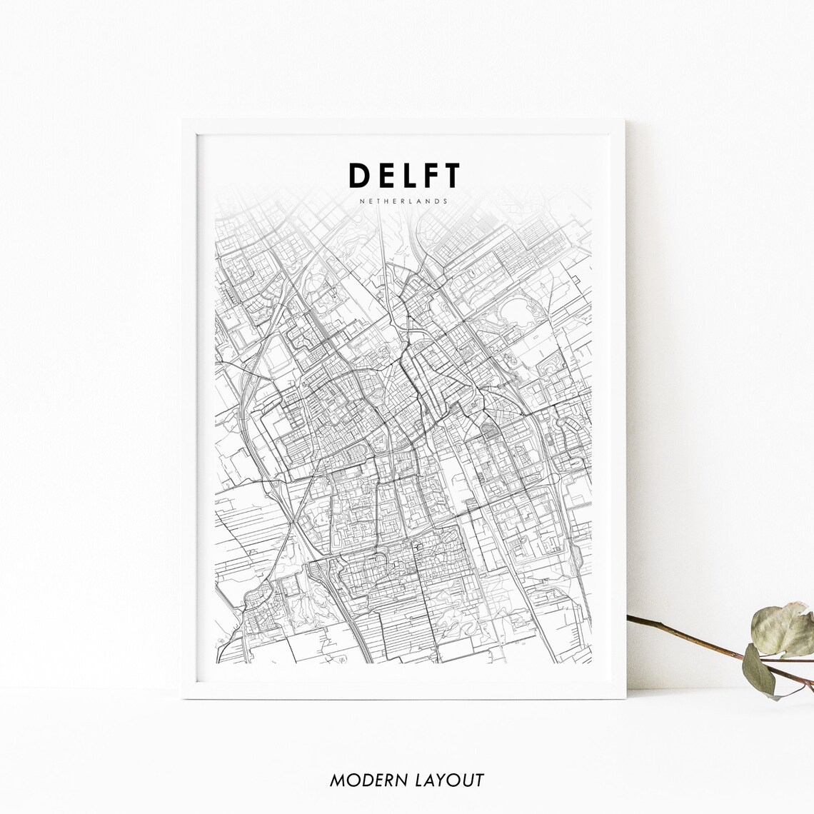 Delft Netherlands Map Print, Nursery Room Wall Art