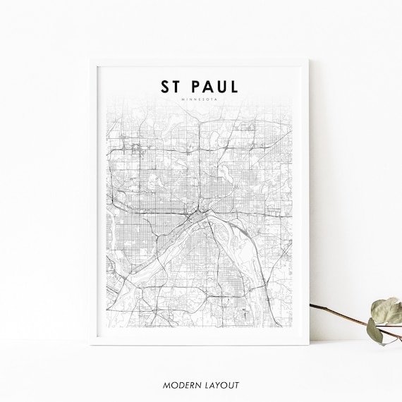 St Paul Area Mn Map Print Minnesota Usa Art Poster City Street Road Nursery Room Wall Office Decor