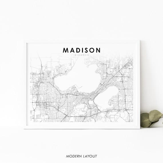 Madison WI Map Print, Wisconsin USA Poster