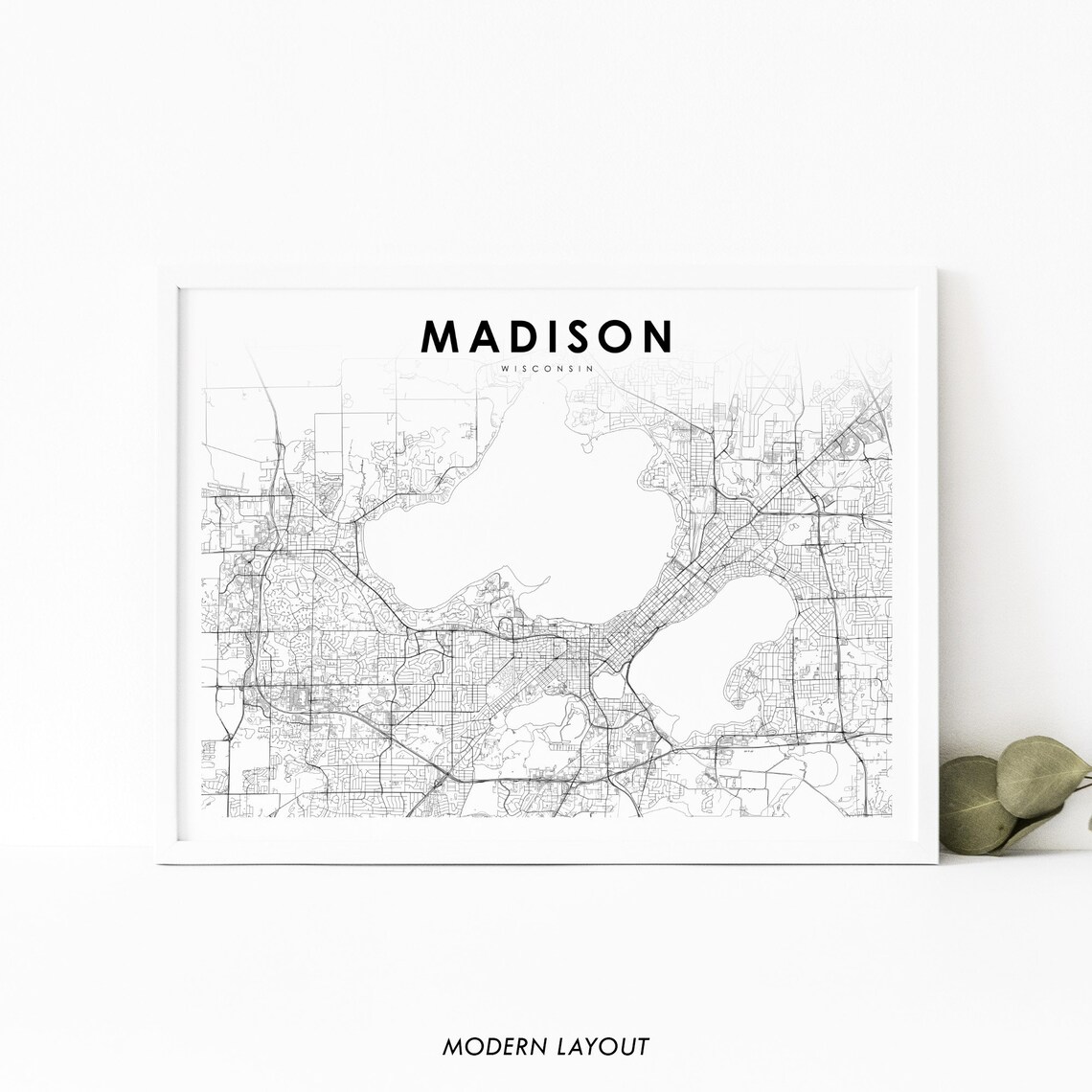 Madison WI Map Print, Wisconsin USA Poster