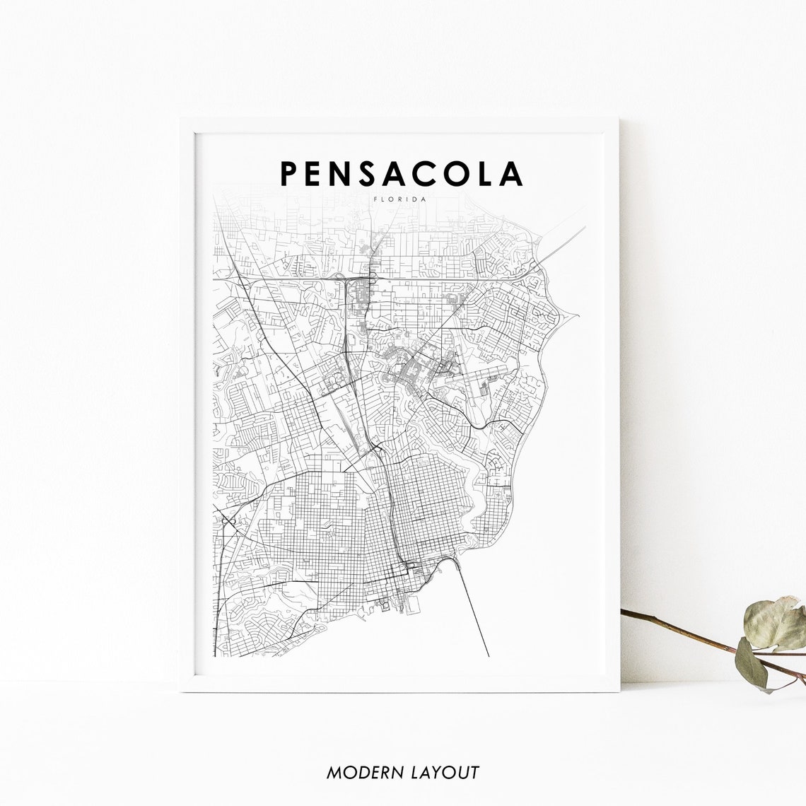 Pensacola, FL Map Print, Florida Poster
