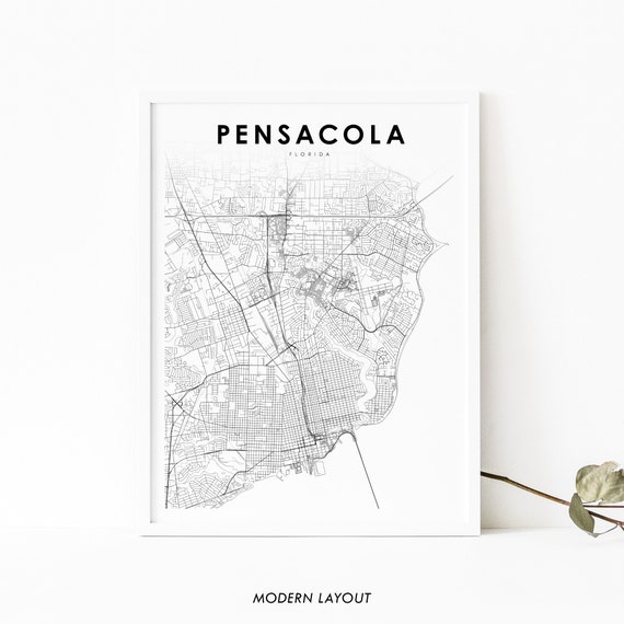 Pensacola, FL Map Print, Florida Poster