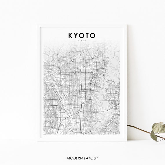 Kyoto Japan Map Art Print, Kansai City Decor