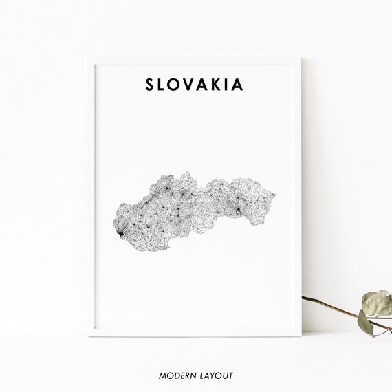 Slovakia Map Print Country Road Poster Slovak Slovensk Slovensko Bratislava Koice Art Nursery Room Wall Office Decor