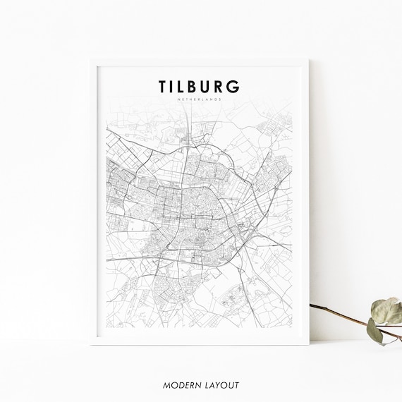 Tilburg Netherlands Map Print Nederland Art Poster Dordt City Street Road Nursery Room Wall Office Decor