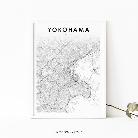 Yokohama Japan Map Art Print, Nursery Room Decor