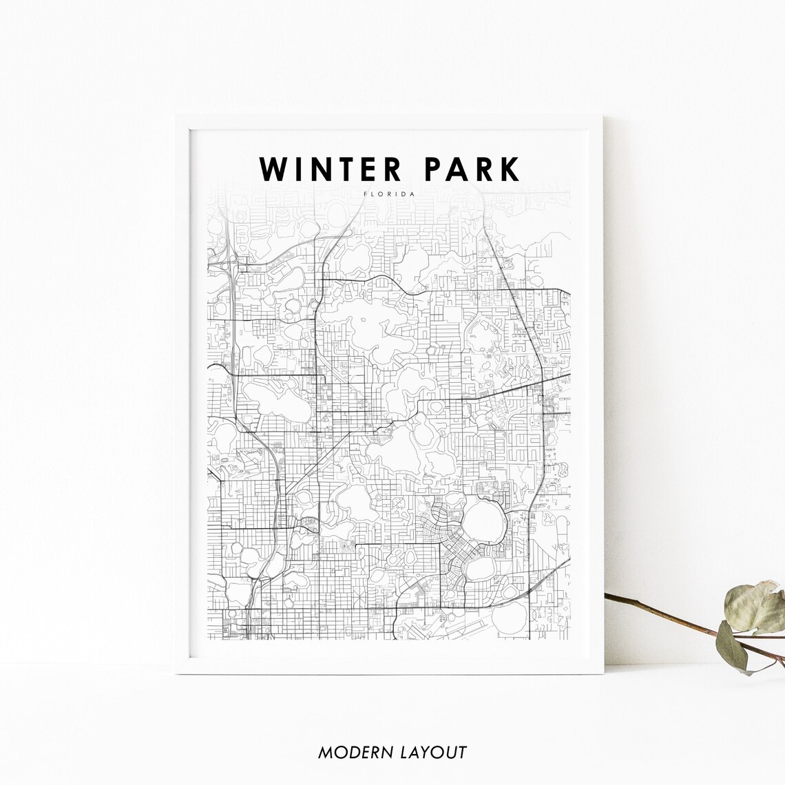 Winter Park FL Map Art Print, Florida City Map