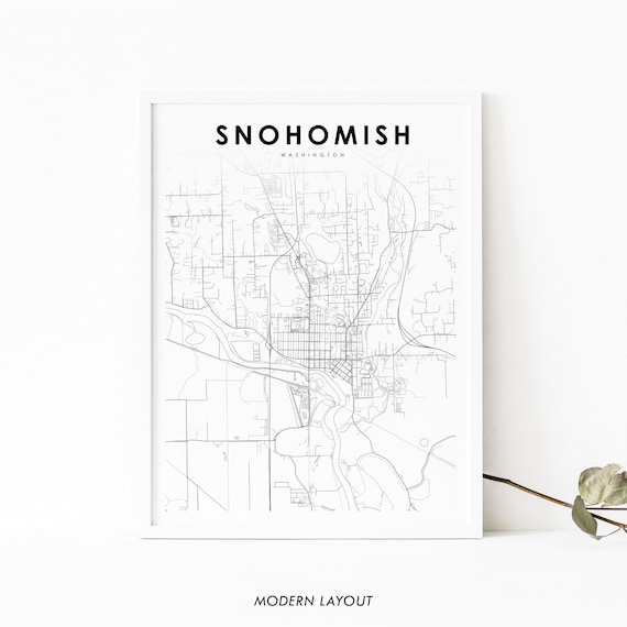 Snohomish Wa Map Print Washington Usa Art Poster City Street Road Nursery Room Office Wall Decor Minimalist