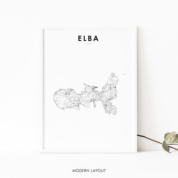 Elba Italy Map Print Art Poster Isola Delba Italia Livorno City Street Road Nursery Room Office Wall Decor