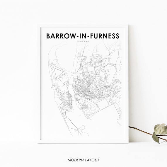 Barrowinfurness England Map Print United Kingdom Uk Art Poster City Street Nursery Room Wall Office Decor