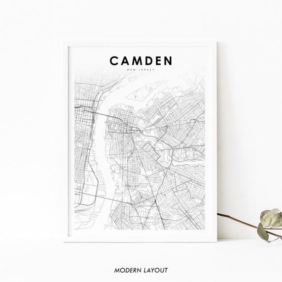 Camden Nj Map Print New Jersey Usa Art Poster Bernards City Street Road Nursery Room Wall Office Decor