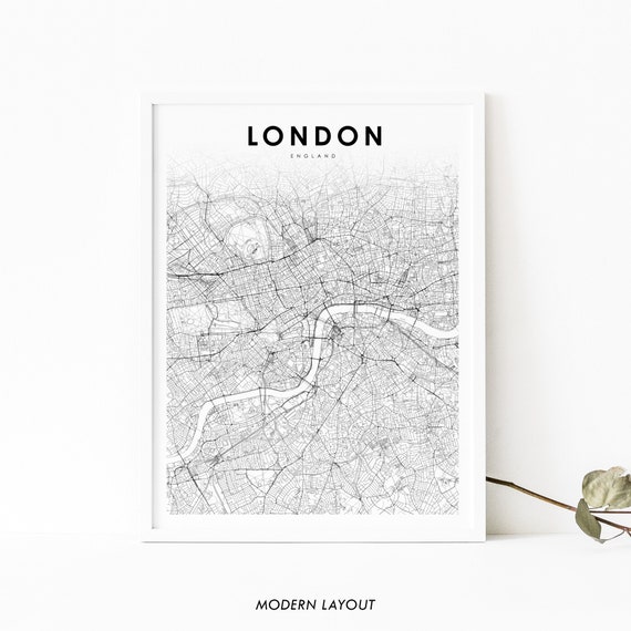 Downtown London England Map Print, Nursery Decor