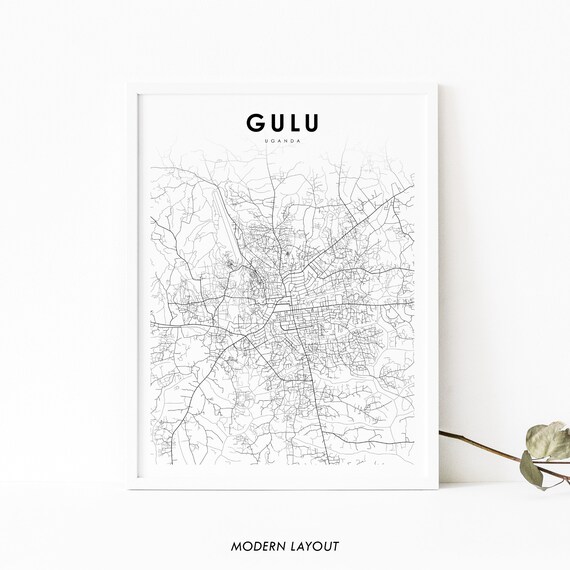 Gulu Uganda Map Print Art Poster Africa City Street Road Nursery Room Wall Office Decor