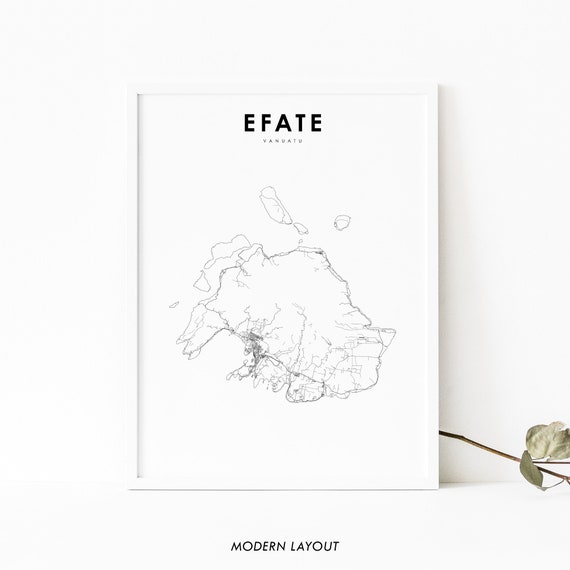 Efate Vanuatu Map Art Print, Port Vila Travel Poster