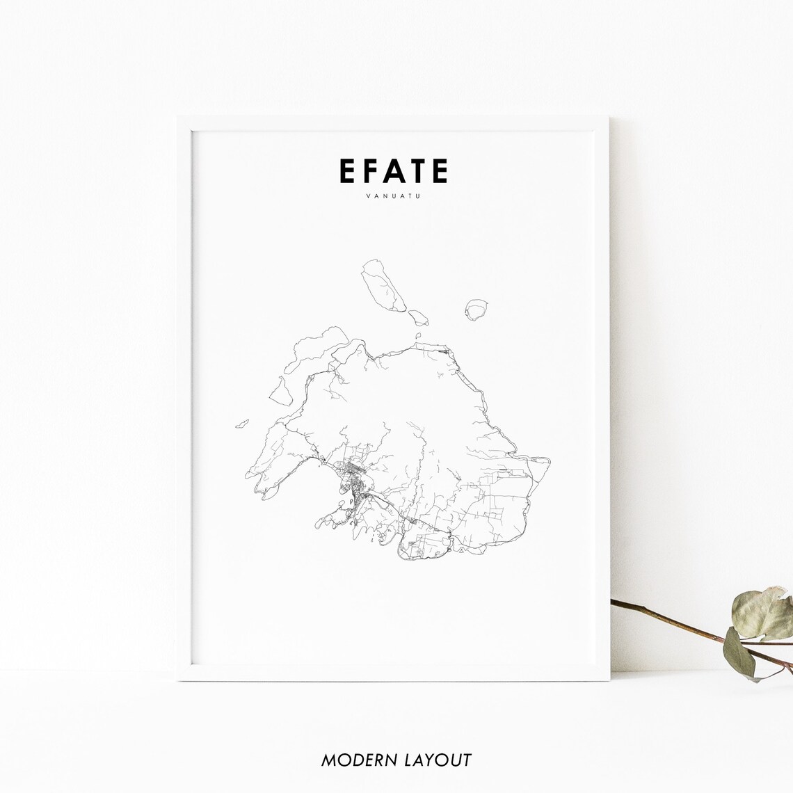 Efate Vanuatu Map Art Print, Port Vila Travel Poster
