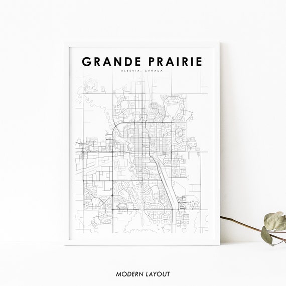 Grande Prairie Alberta Map Art Print, Nursery Decor