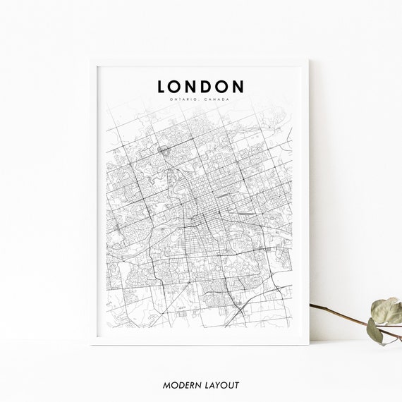 London Ontario Map Print, Canada City Street Road