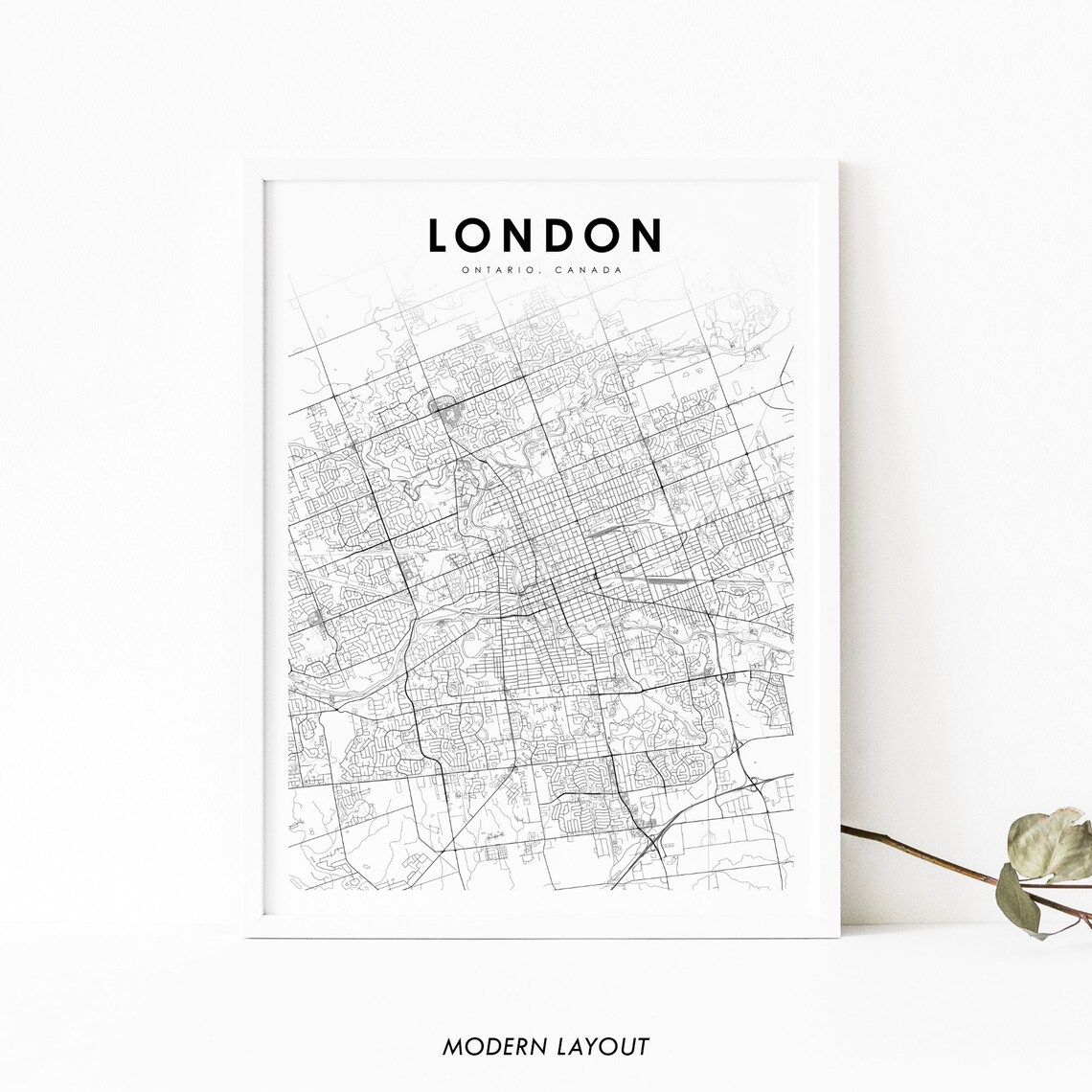 London Ontario Map Print, Canada City Street Road