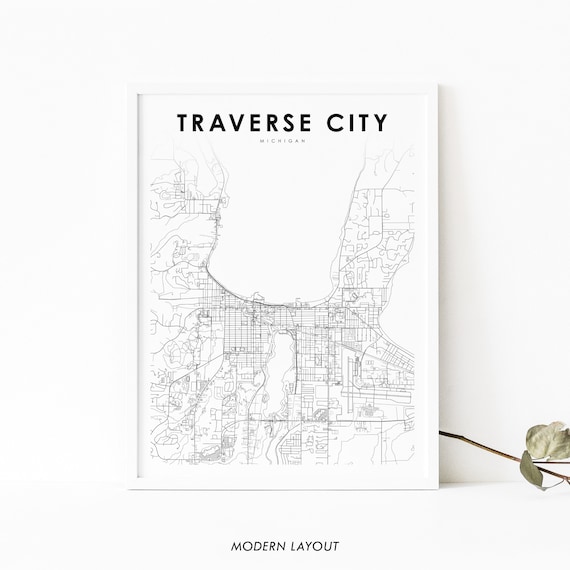 Traverse City MI Map Print, Michigan Travel Poster
