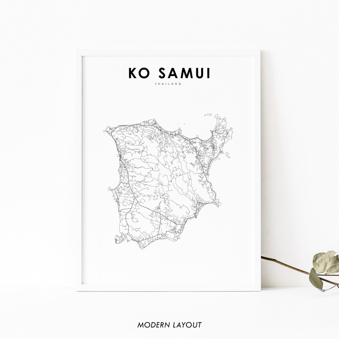 Ko Samui Thailand Map Poster, Nursery Room Decor