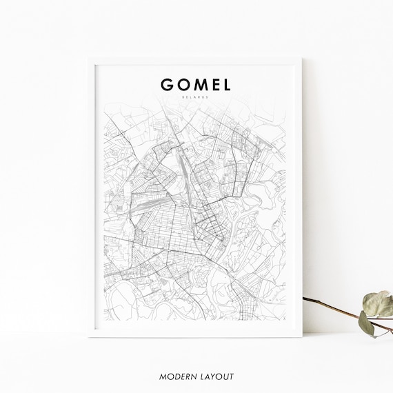 Gomel Belarus City Street Map Modern Minimalist Line Art Print