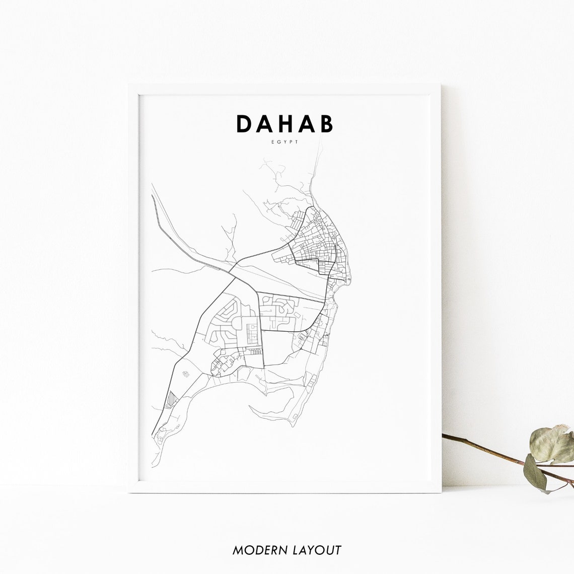 Dahab Egypt Minimalist Coastal Town Street Map Modern Layout Poster