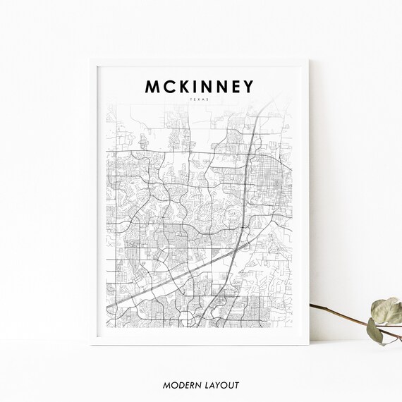 McKinney Texas City Street Map Minimalist Black and White Art Poster