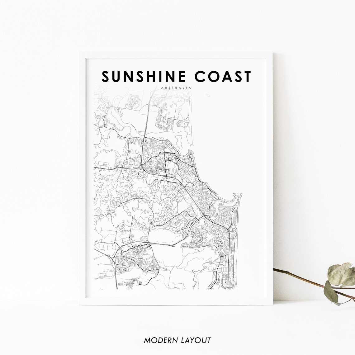 Sunshine Coast Queensland Australia Minimalist City Map Print