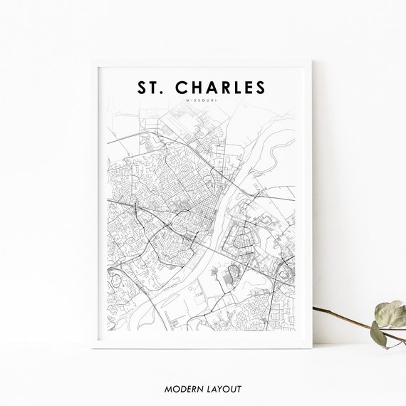 St Charles, Missouri Map Art Print, Nursery Decor