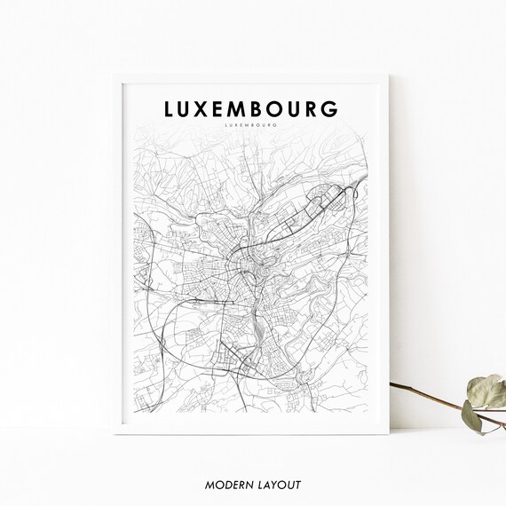 Luxembourg City Minimalist Street Map Line Art Modern Decor Poster