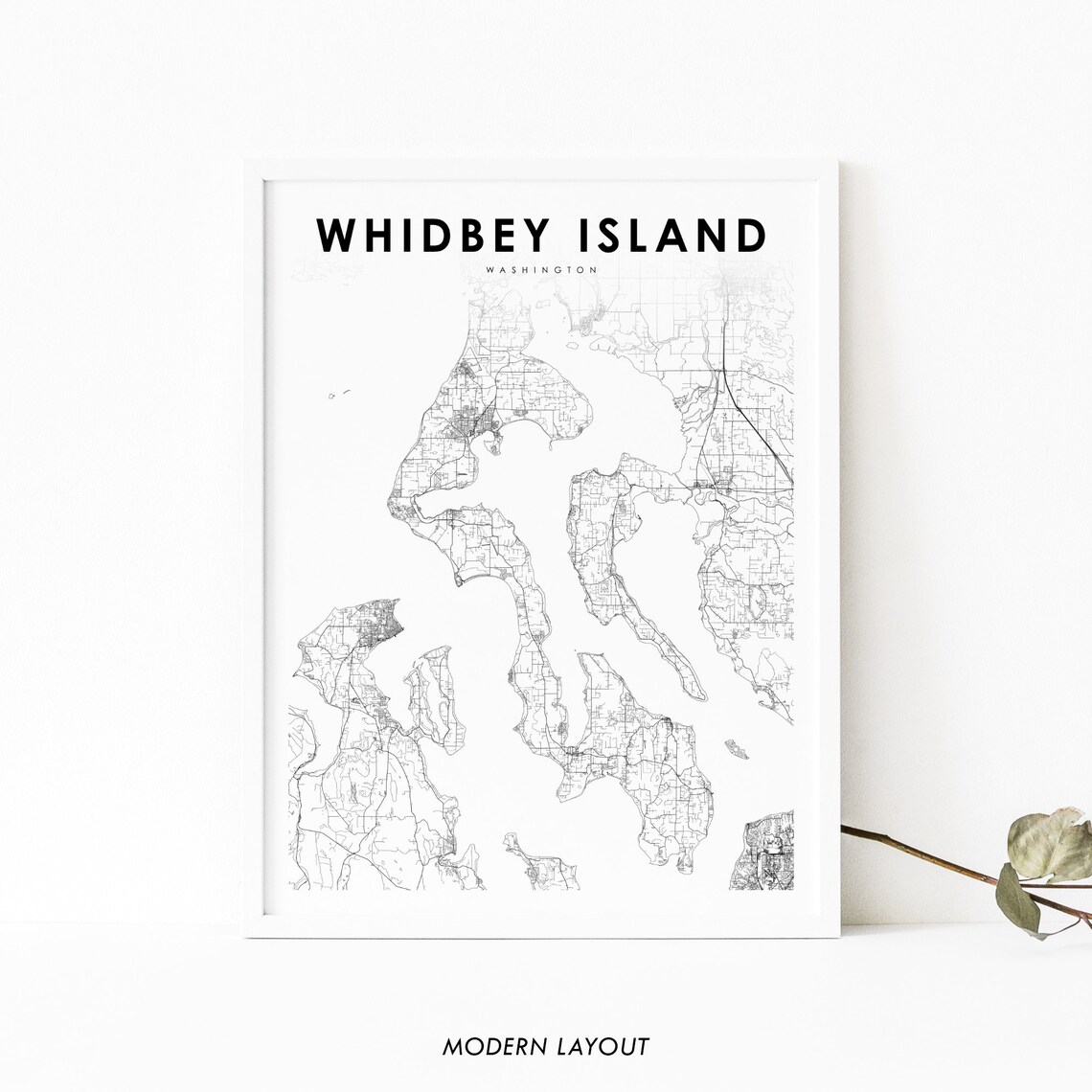 Whidbey Island Map Print, Washington Nursery Decor