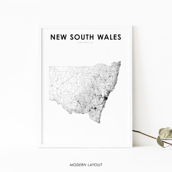 New South Wales Australia Map Print Road Art Poster Sydney Nsw State Nursery Room Wall Office Decor