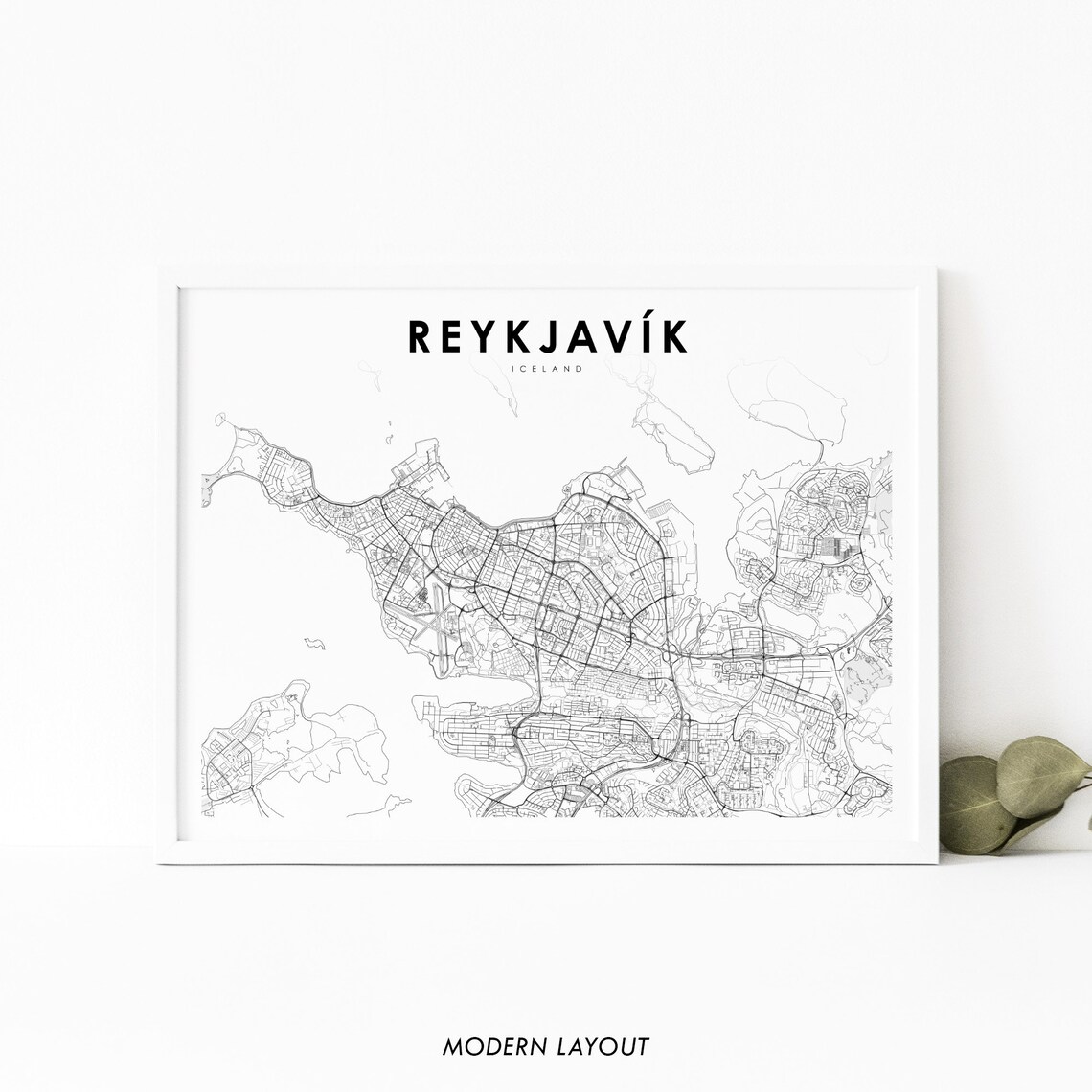 Reykjavik Iceland Map Art Print, Nursery Decor