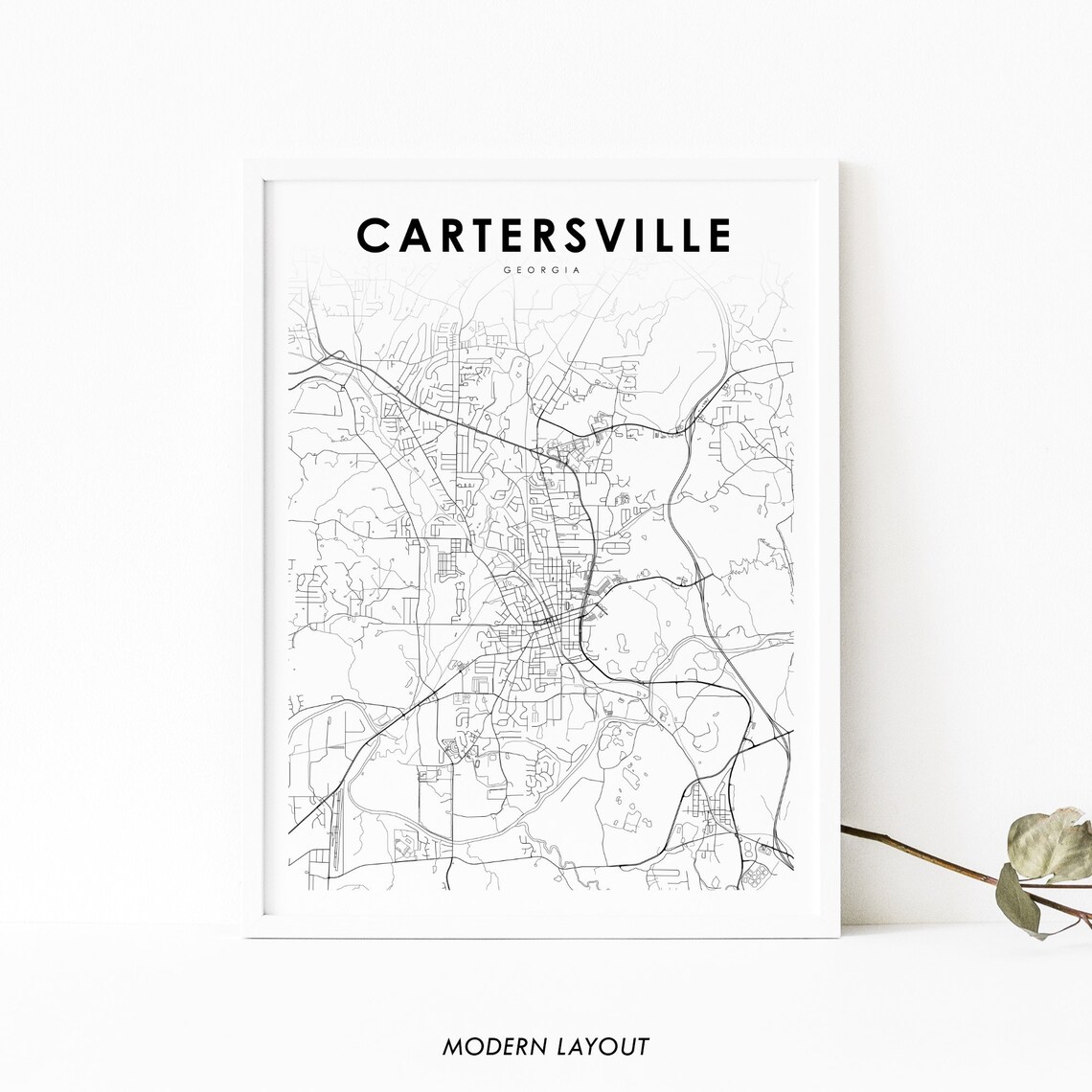 Cartersville GA Map Print, Georgia Nursery Decor