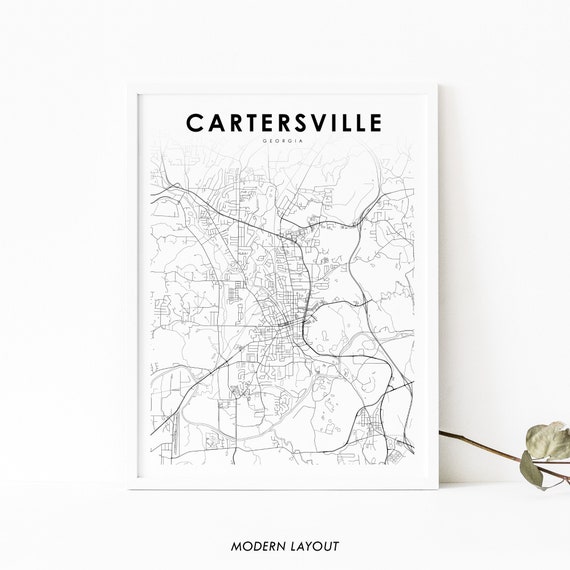 Cartersville GA Map Print, Georgia Nursery Decor