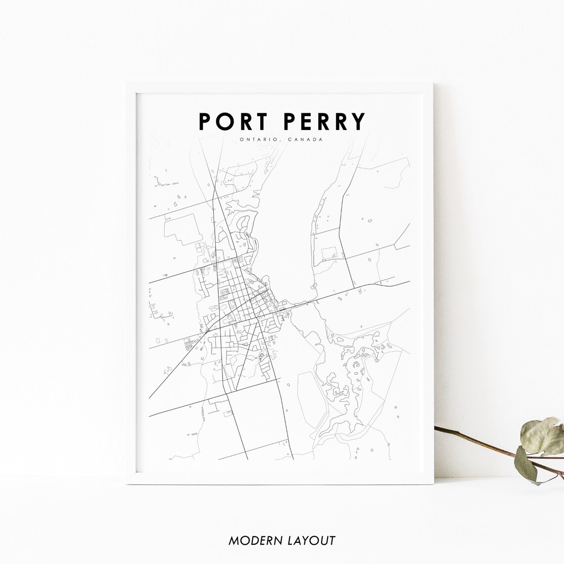 Port Perry Ontario Map Print, Minimalist City Poster